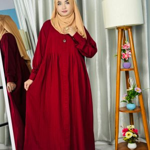প্রিমিয়াম পপকর্ন ফেব্রিক আবায়া - Maroon