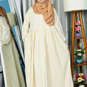 প্রিমিয়াম পপকর্ন ফেব্রিক আবায়া - Off White